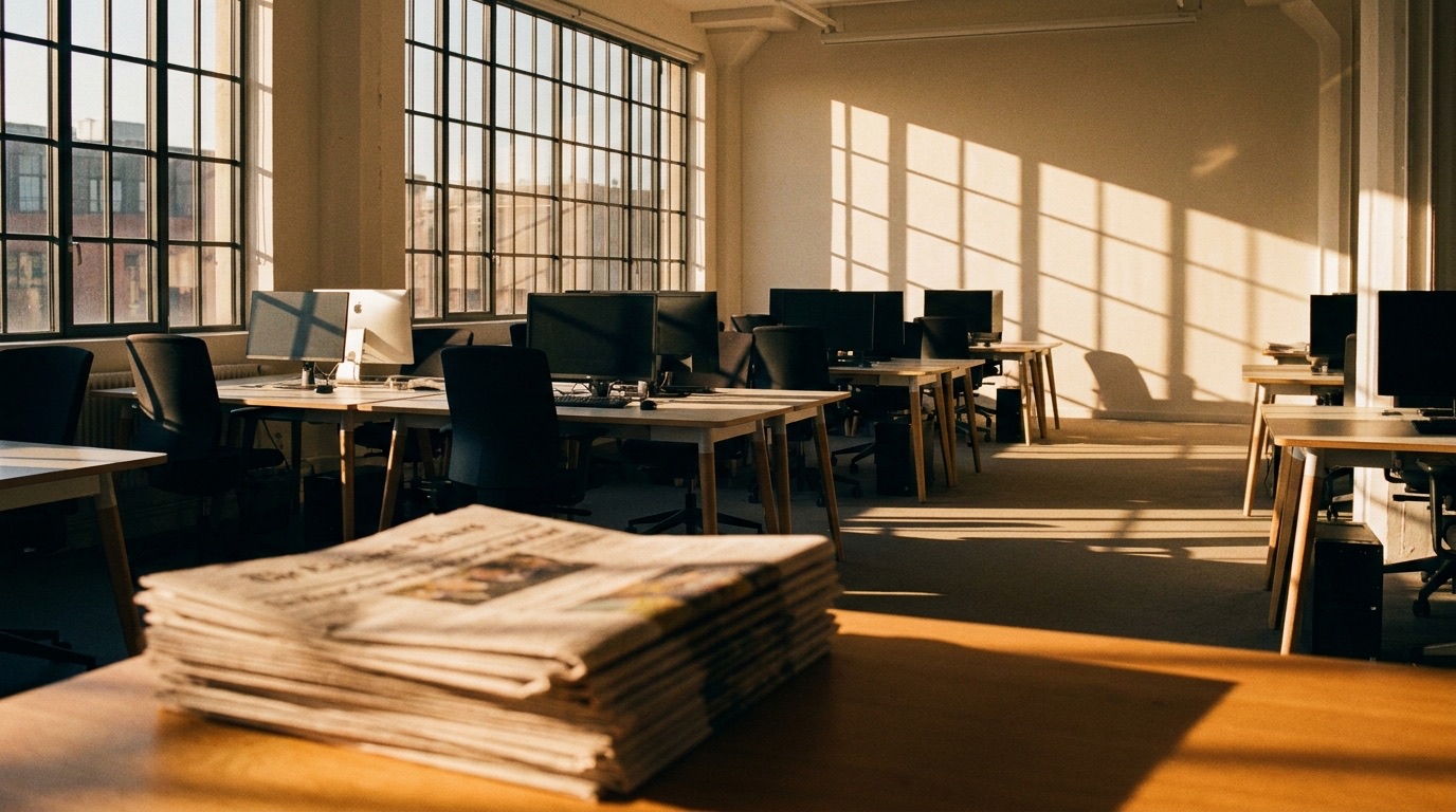 Inside one of the group's newsrooms at first light